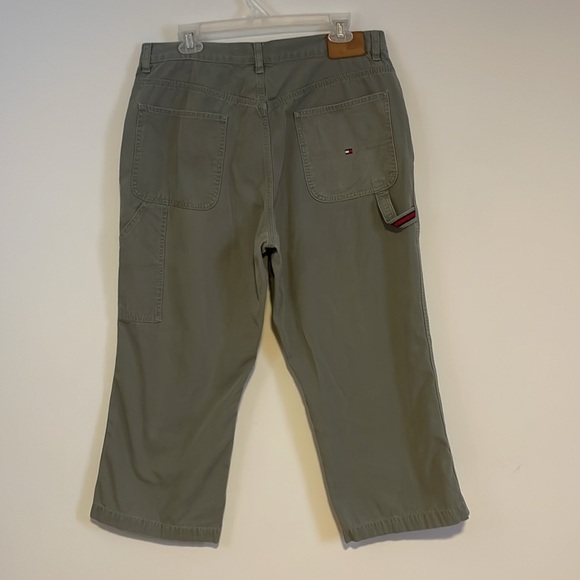 VTG Tommy Hilfiger Carpenter Pants 14 Green Crop ‘02 Y2K Olive Casual Loose Fit - Picture 5 of 16